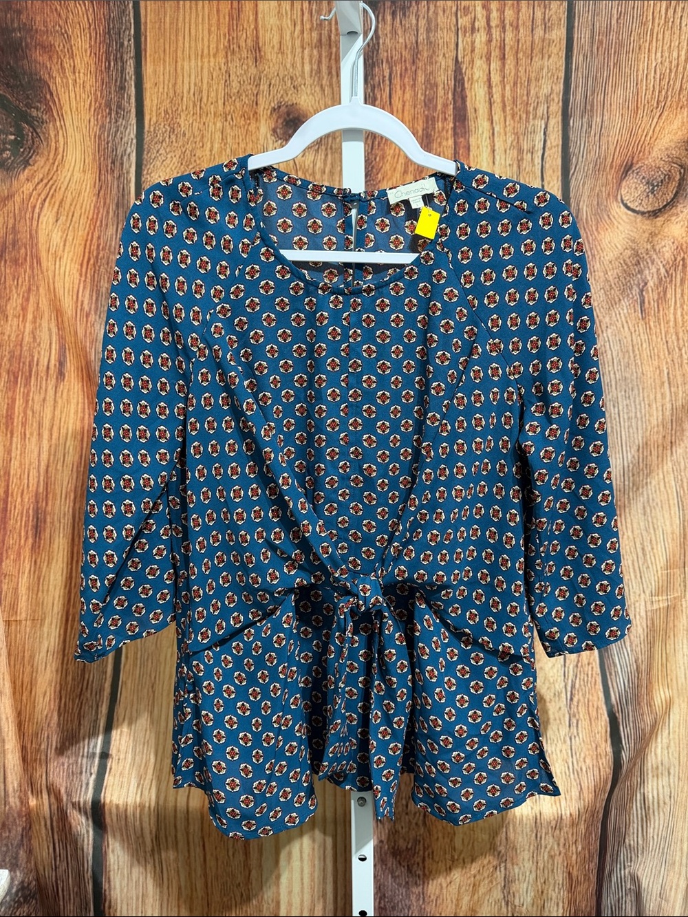 Chenault 3/4 Sleeve Tie Front Blouse Size L